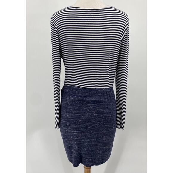 Anthropologie Dolan Jersey Knit Mini Dress Long Sleeve Striped Bodice Navy Large - Picture 6 of 10
